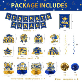 Pugipien graduation balloons in blue and gold