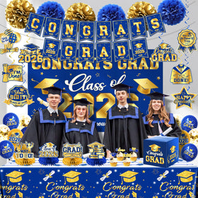 Pugipien graduation tablecloth adds a polished party surface