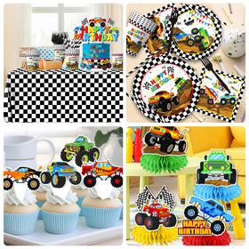 Pugipien Monster Truck napkins and utensils ensure quick, tidy cleanup after cake and snacks