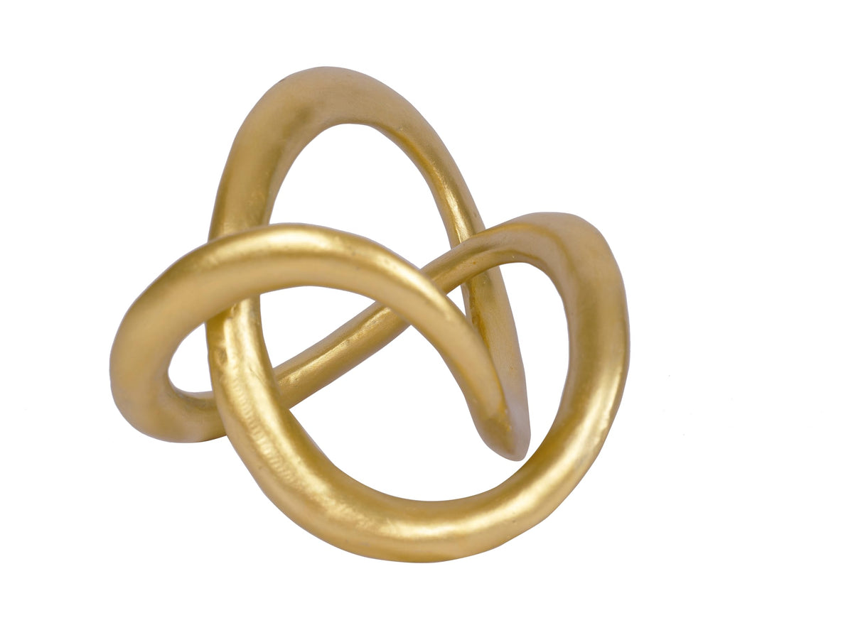 PUHOZN gold knot sculpture front view for modern shelf display