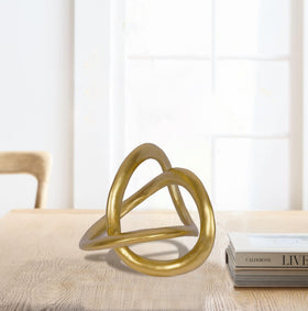 PUHOZN gold knot sculpture side angle adds geometric flair