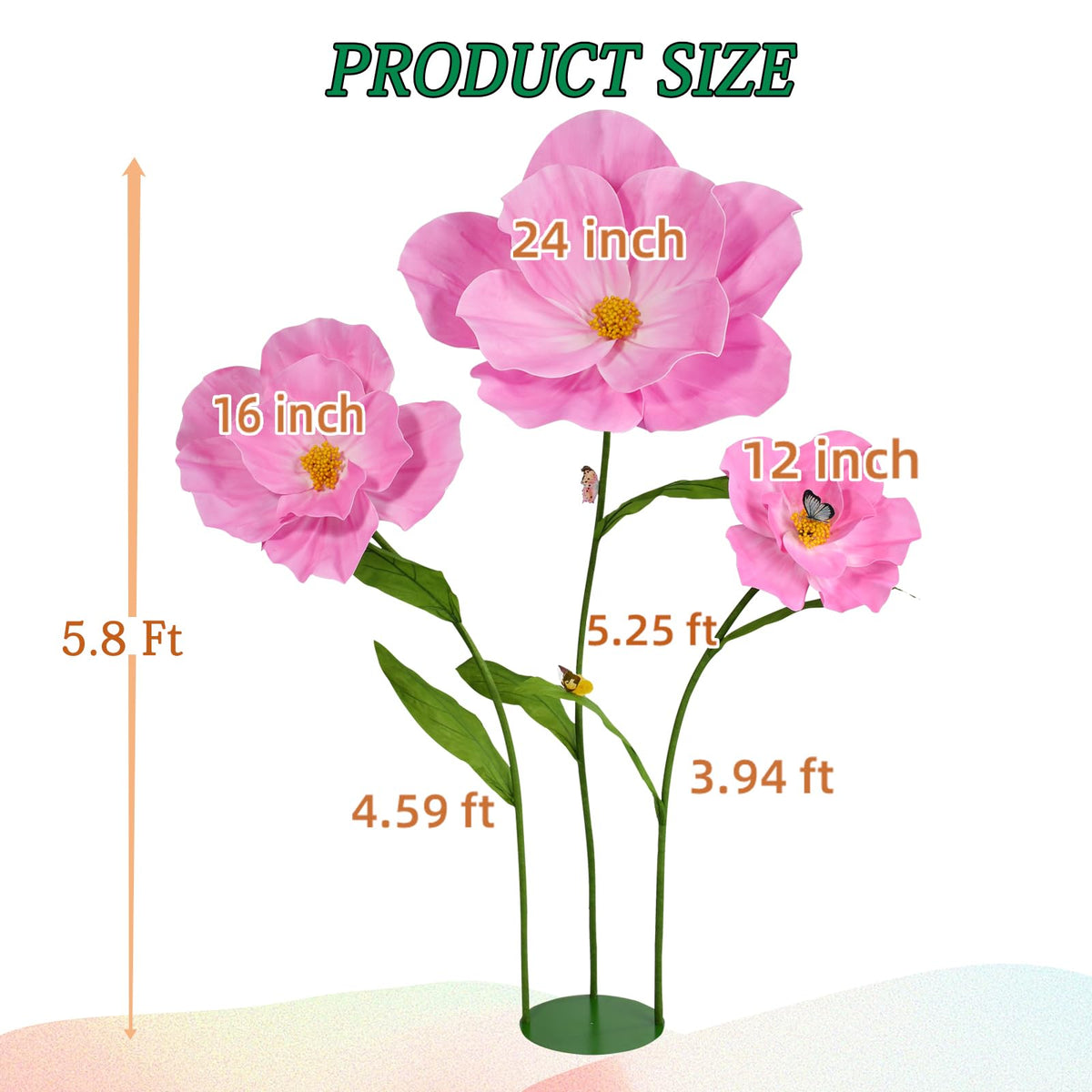 PUIBTOIV pink 12-inch head flower ideal for photo backdrops