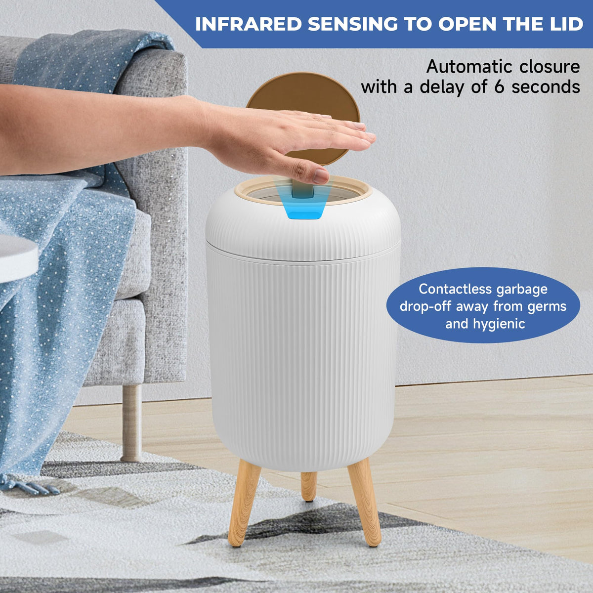 Pukomc 2-pack 10L bathroom bin with sensor for convenient disposal