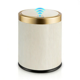 Pukomc bathroom trash can with lid demonstrates hygienic lid action.