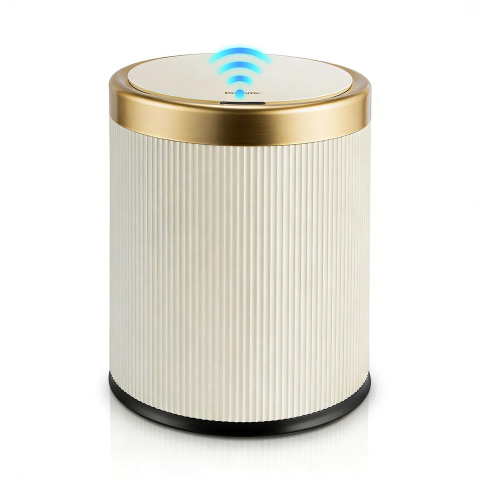 Pukomc bathroom trash can with lid demonstrates hygienic lid action.