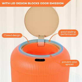 Pukomc wastebasket in kitchen scenario for mess-free disposal