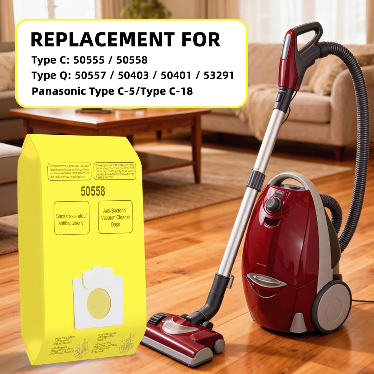 Boxed replacement bags in a Pulluty package for Kenmore vacuums