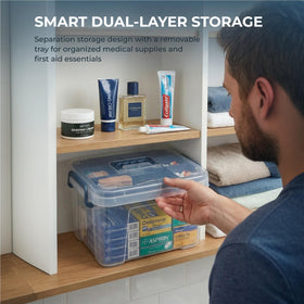 Pulseplay clear medicine organizer blue box suitable for home or travel use