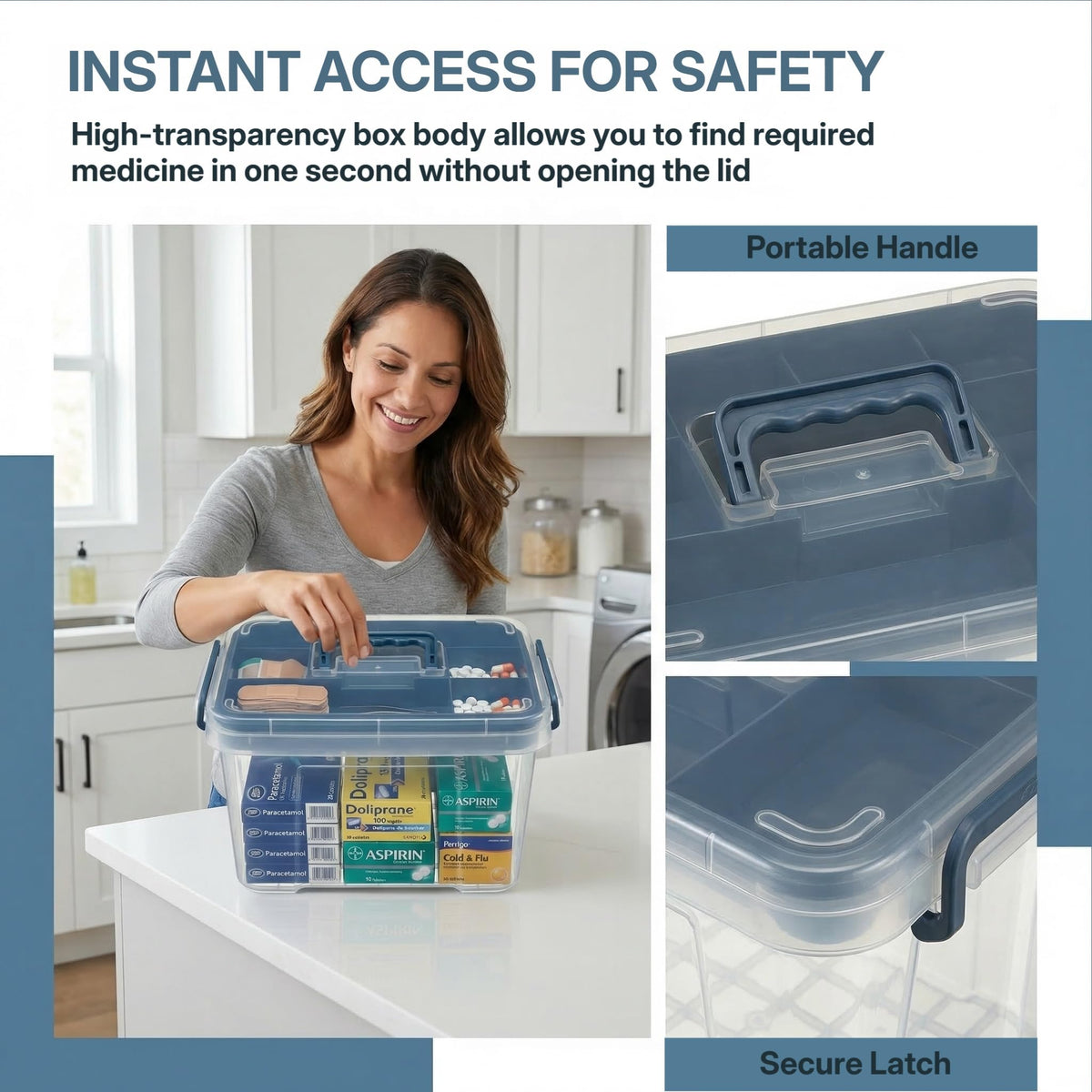 Pulseplay clear medicine organizer with security lock keeps contents secure during transport