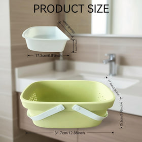 Compact green Pulseplay shower caddy fits small spaces.