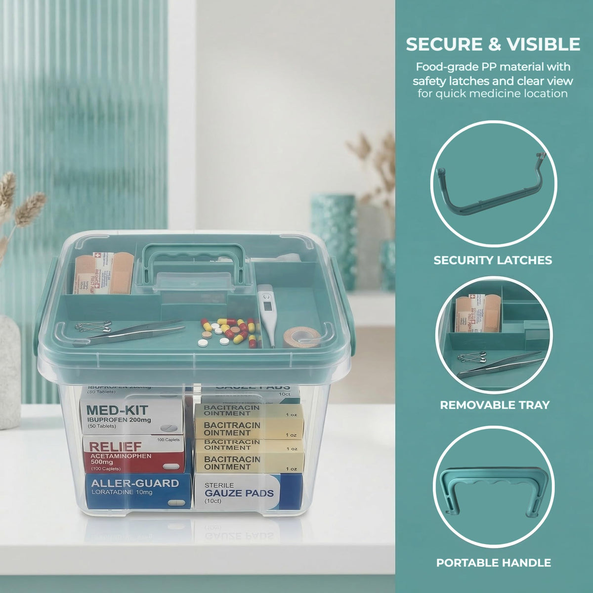 Pulseplay removable tray medicine box helps keep small items neatly sorted.