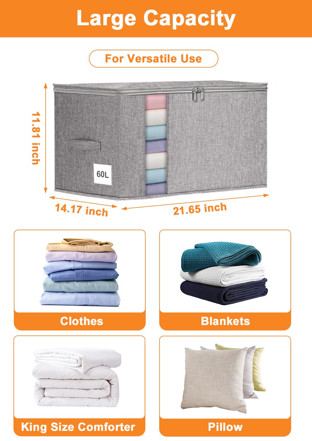 Punemi King/Queen bedding fits easily inside the 60L storage bag.