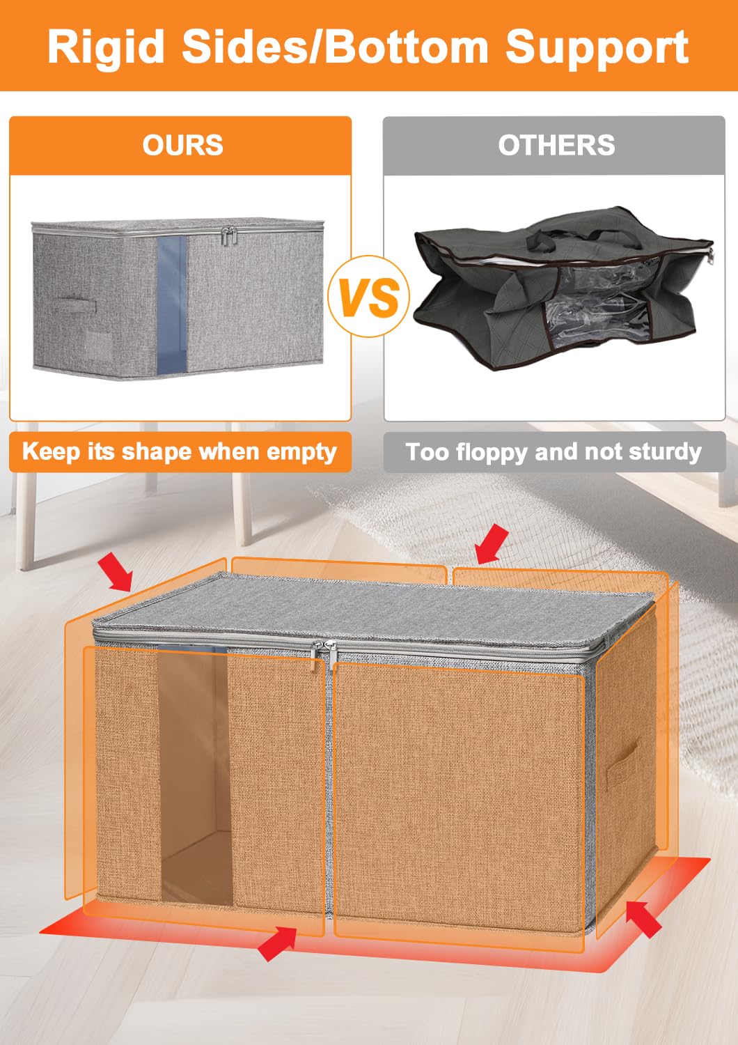 Punemi Comforter Storage Bag with structured 3-layer design keeps bedding fluffy.