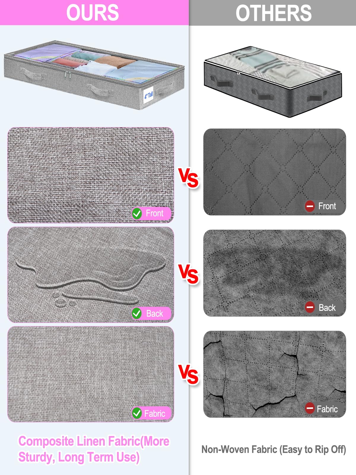 punemi durable composite linen fabric provides strength and longevity for stored items.
