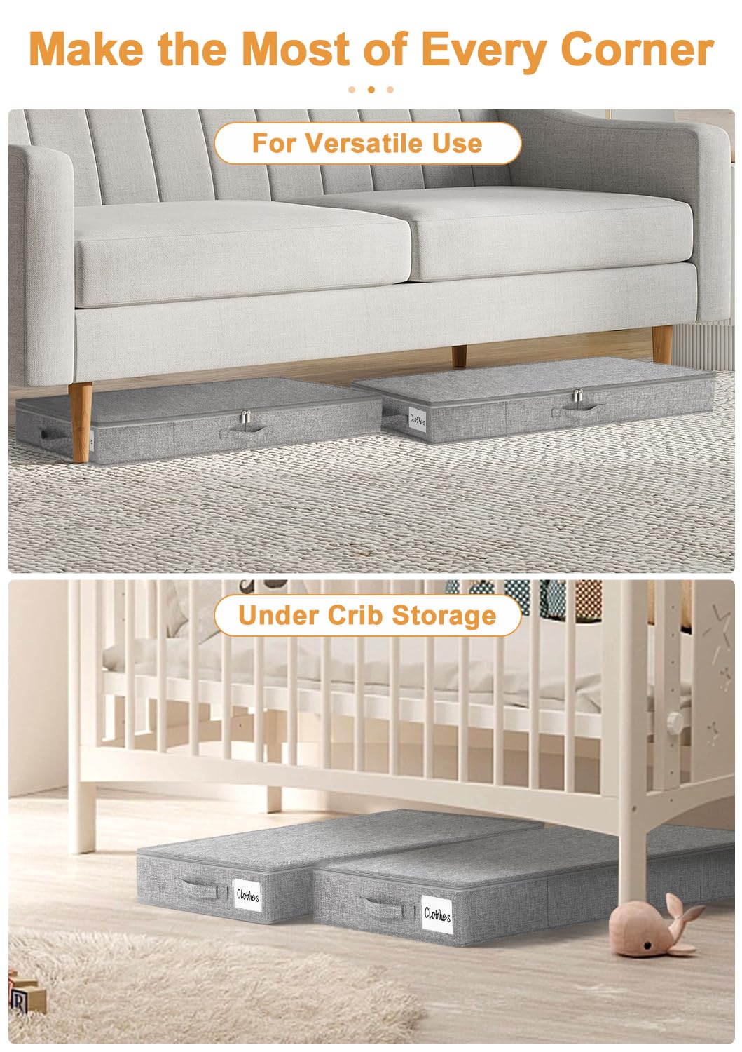 Punemi foldable-space-saving under-bed bin folds flat when unused.