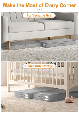 Punemi foldable-space-saving under-bed bin folds flat when unused.