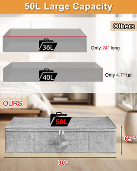 Punemi foldable under-bed storage shown from side view for easy access.