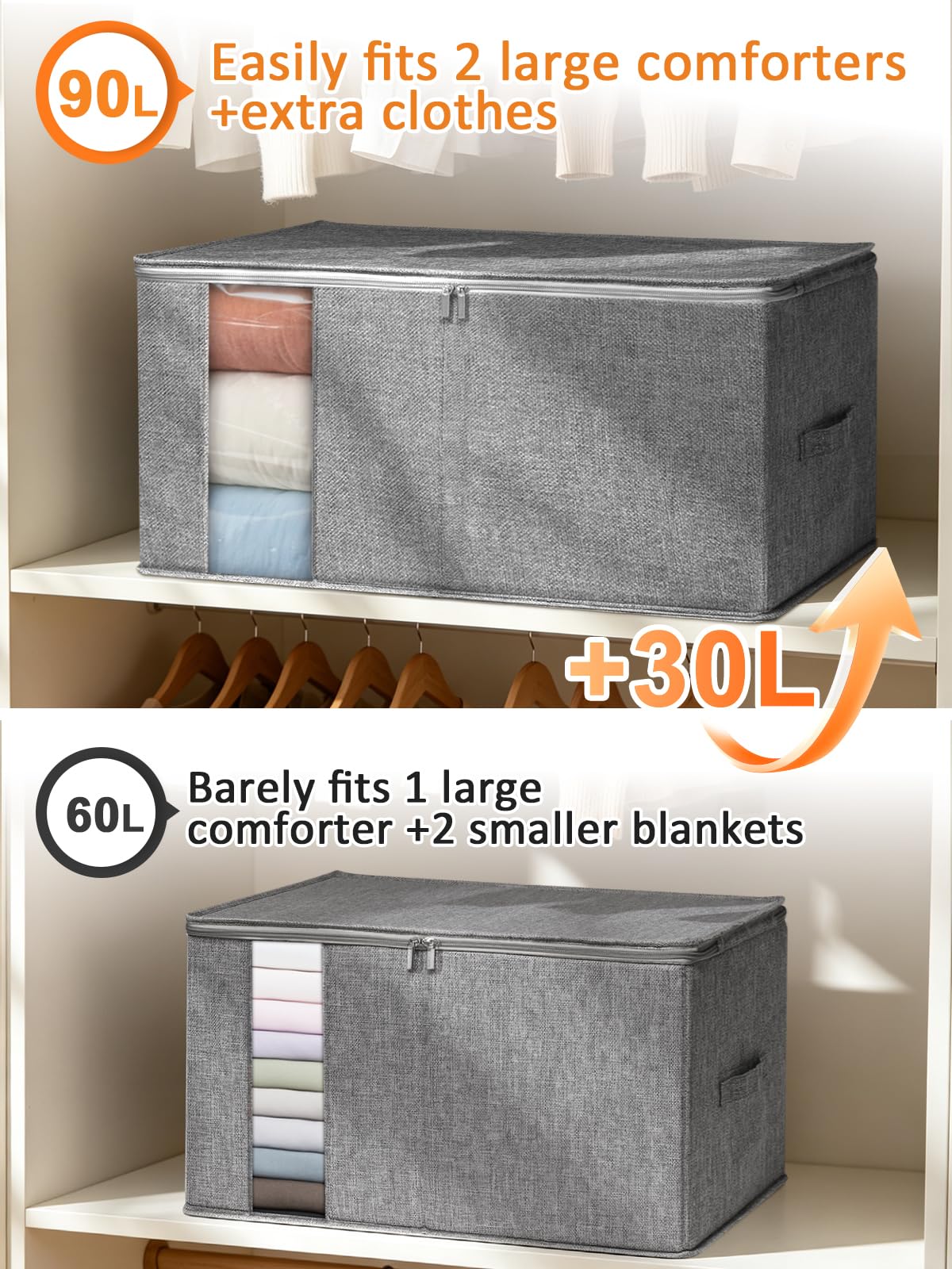 Punemi storage bag holds comforters without compression for fluffy results