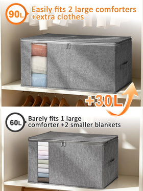 Punemi storage bag holds comforters without compression for fluffy results
