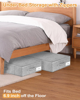 Soft fabric under-bed bin close-up shows gentle touch and durable construction.