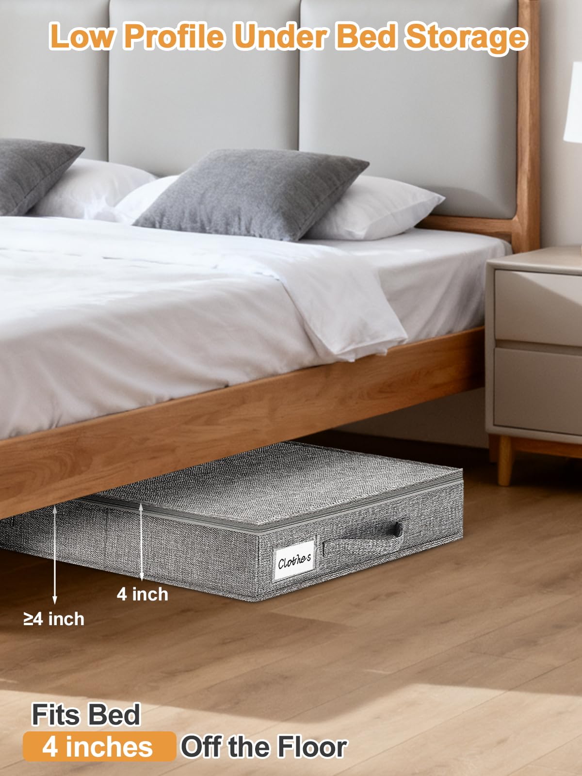 Punemi sturdy-sides bottom under-bed storage maintains shape for bulky items.