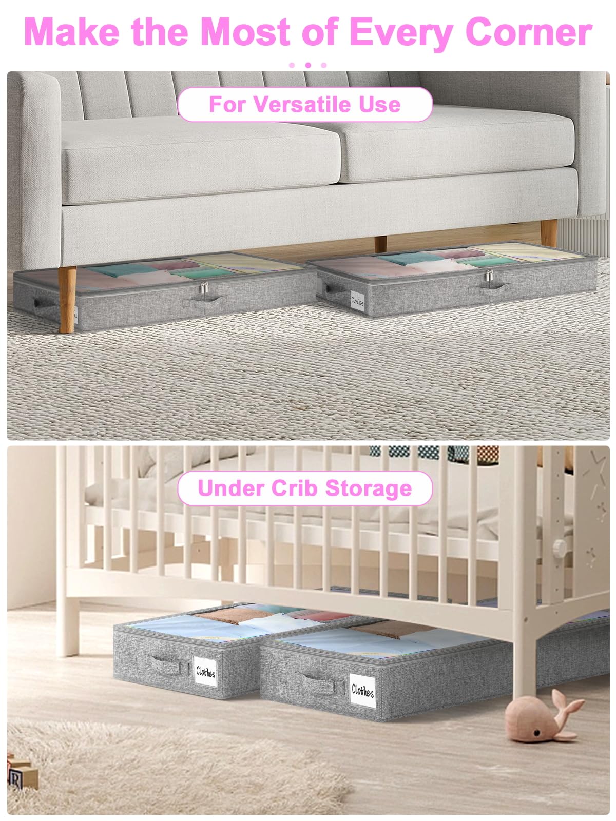 punemi two-pack underbed containers offer versatile storage for seasonal items.