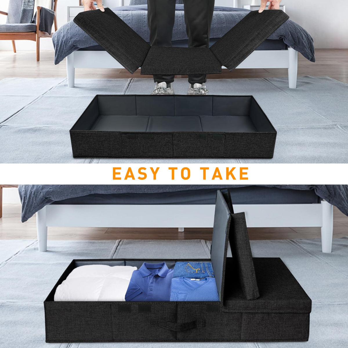 punemi under-bed drawer assembly shows quick setup for extra drawers