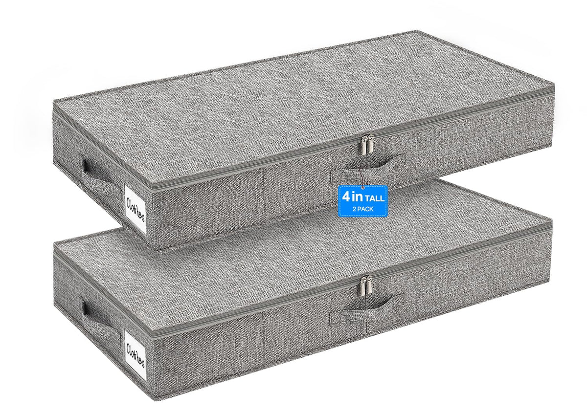 Punemi 4-inch under-bed storage keeps clothes neatly organized.