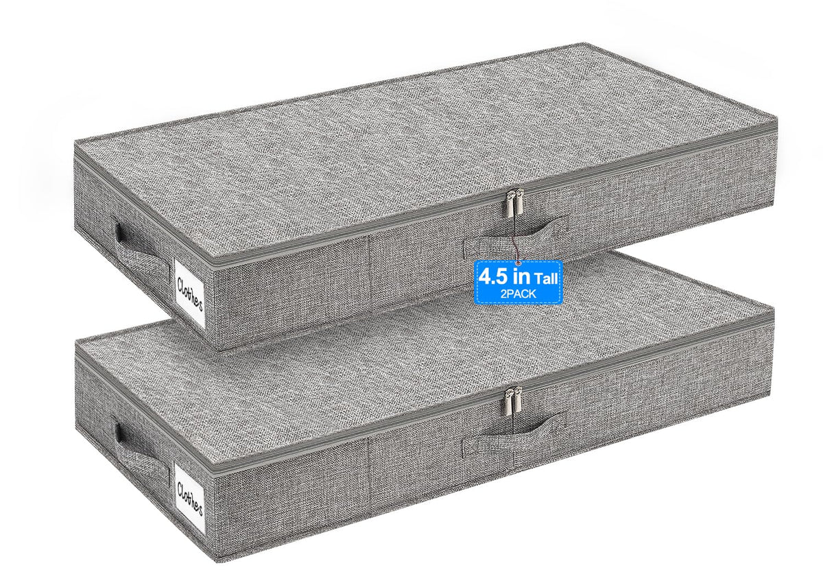 Punemi under-bed storage bin in gray, compact and sturdy for hidden closet organization.