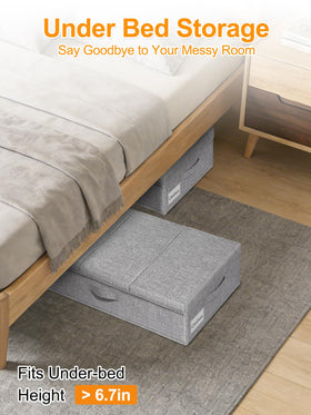 Punemi under-bed storage with rigid base panel supports heavier items.
