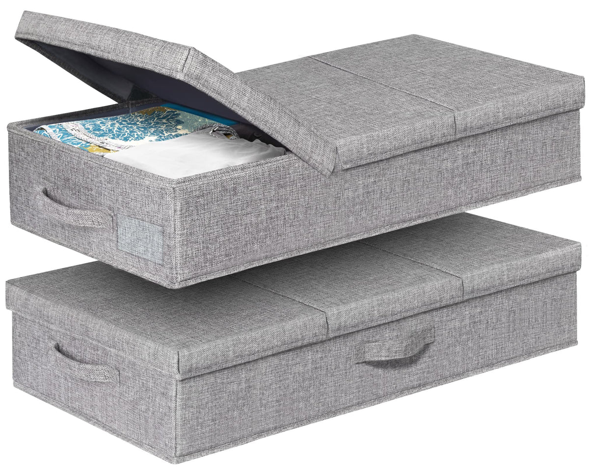 Punemi under-bed storage with three-part lid for quick partial viewing.