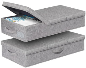 Punemi under-bed storage with three-part lid for quick partial viewing.