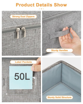 Punemi under-bed storage with three-side zippers for end or middle access.