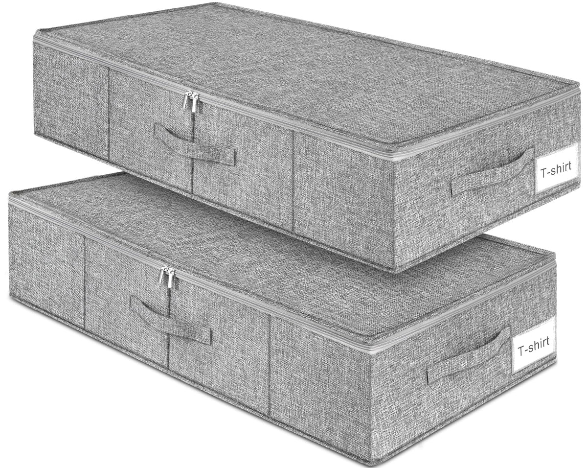 Punemi under-bed storage bag with lid and three handles keeps items organized.