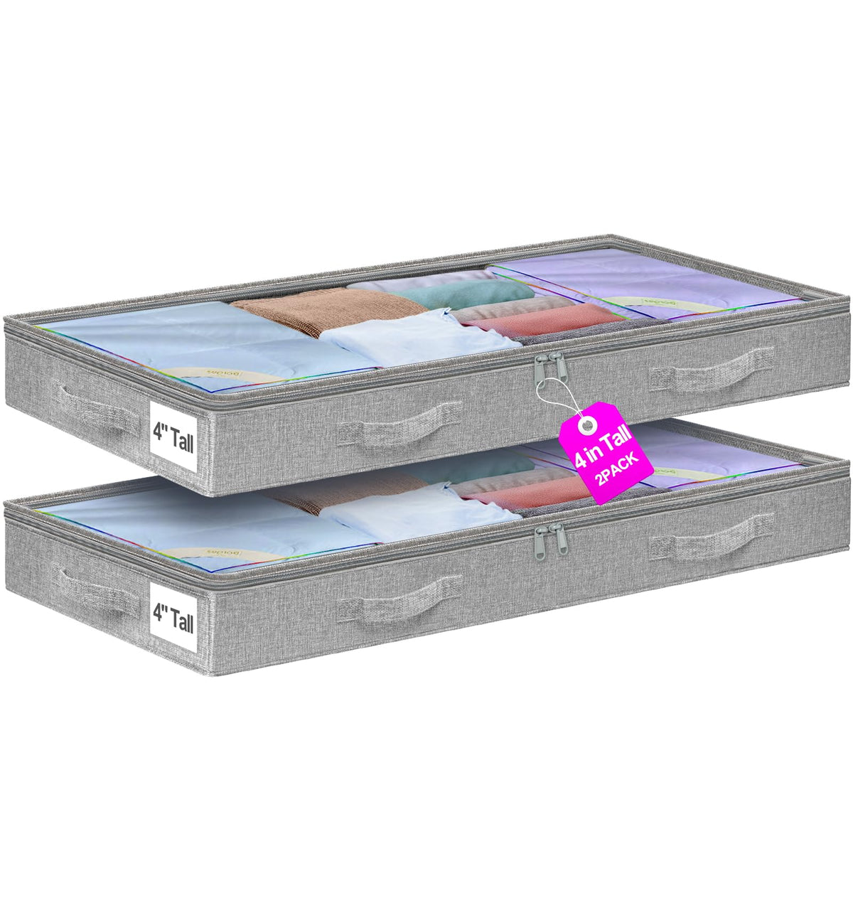 punemi under-bed storage bag with soft sides and side label pocket for easy organization.