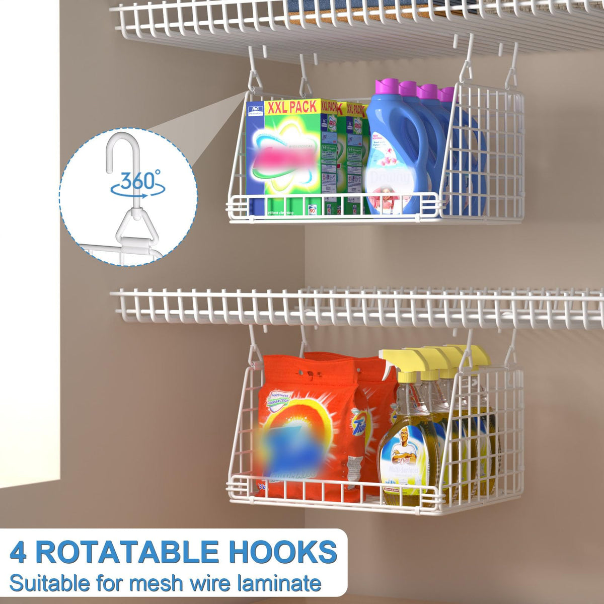 PUPPYCUTE multi-purpose storage holds detergents, softeners, and clothespins.