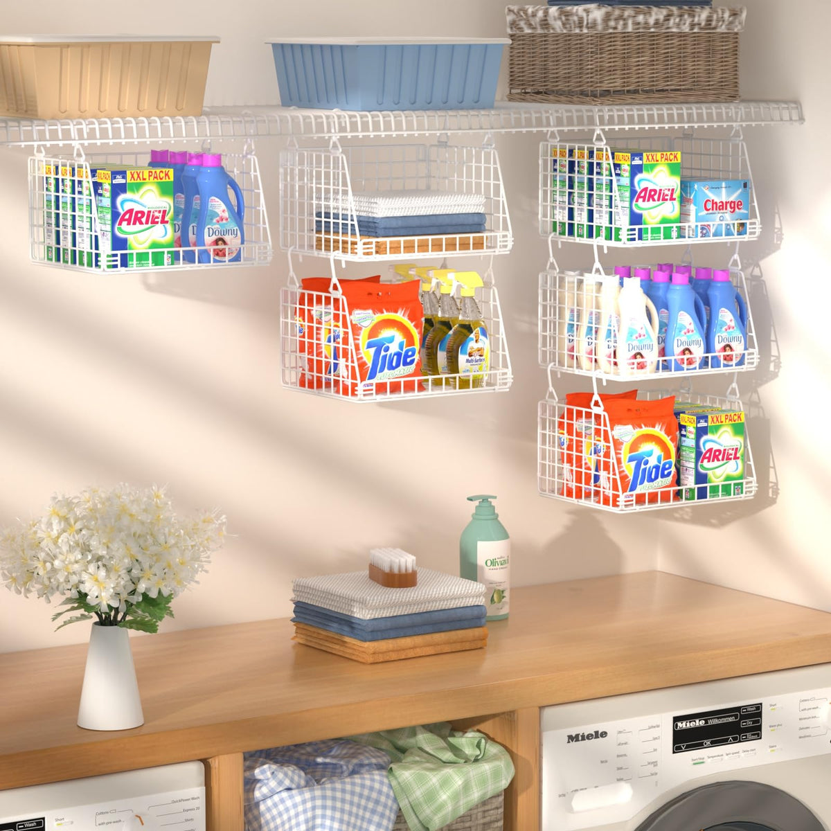 PUPPYCUTE linked or separate baskets flex for closets and kitchens.