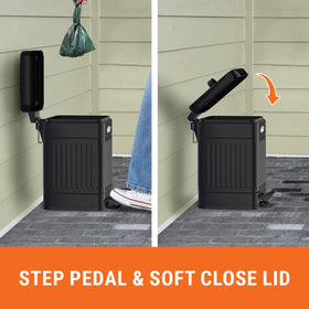 Pupzle black metal dog waste bin blends with outdoor decor