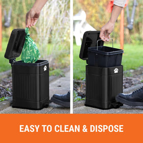 Pupzle compact yard bin fits in small patios and garages