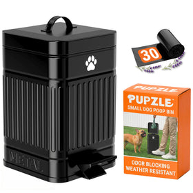 Pupzle small dog poop trash can lid sealing odors for a cleaner yard