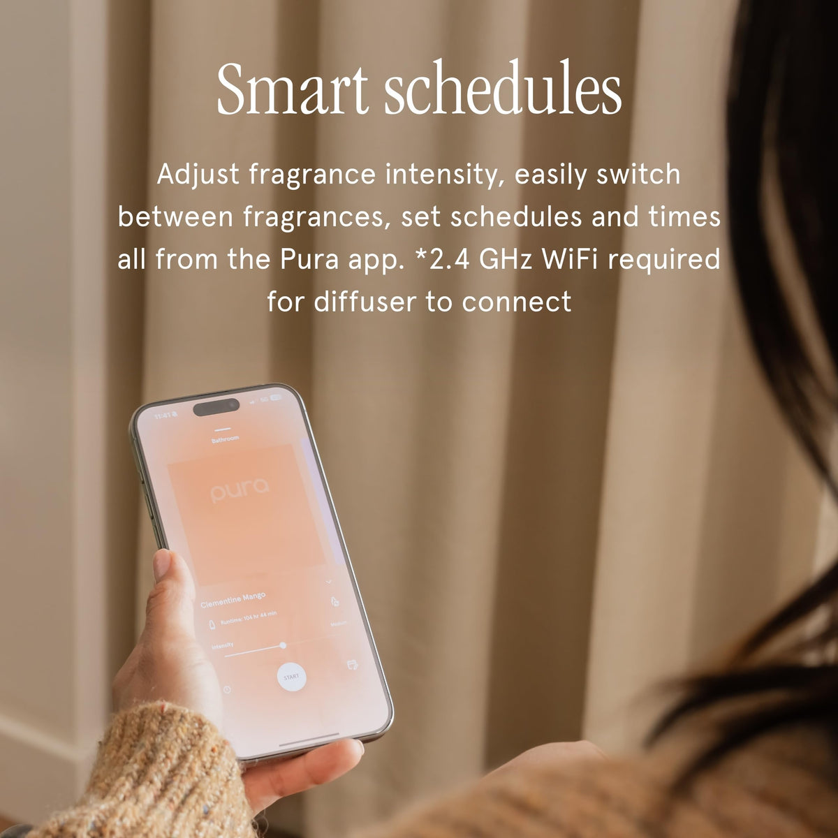 Pura brand story visual focusing on smart fragrance technology