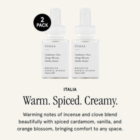Pura & Brooklyn diffuser refill Italia scent-notes close-up for cozy ambiance