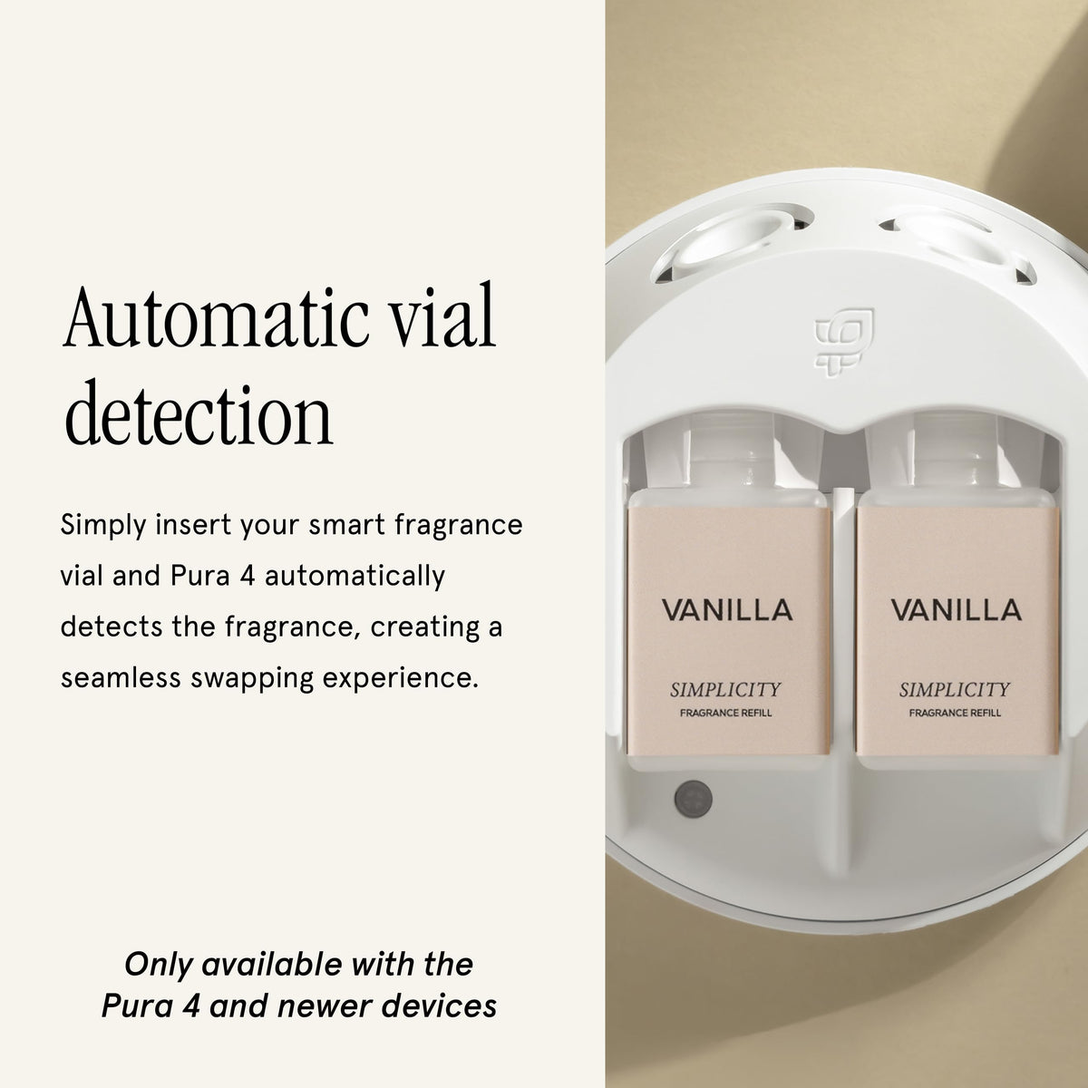 Pura chemical-free refill conveys a health-conscious home essential without harsh chemicals.