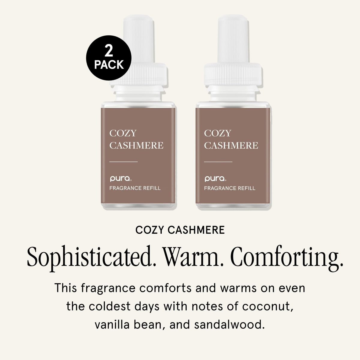 Pura Cozy Cashmere refill pack back shows simple swap compatibility