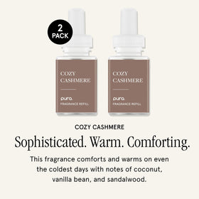Pura Cozy Cashmere refill pack back shows simple swap compatibility