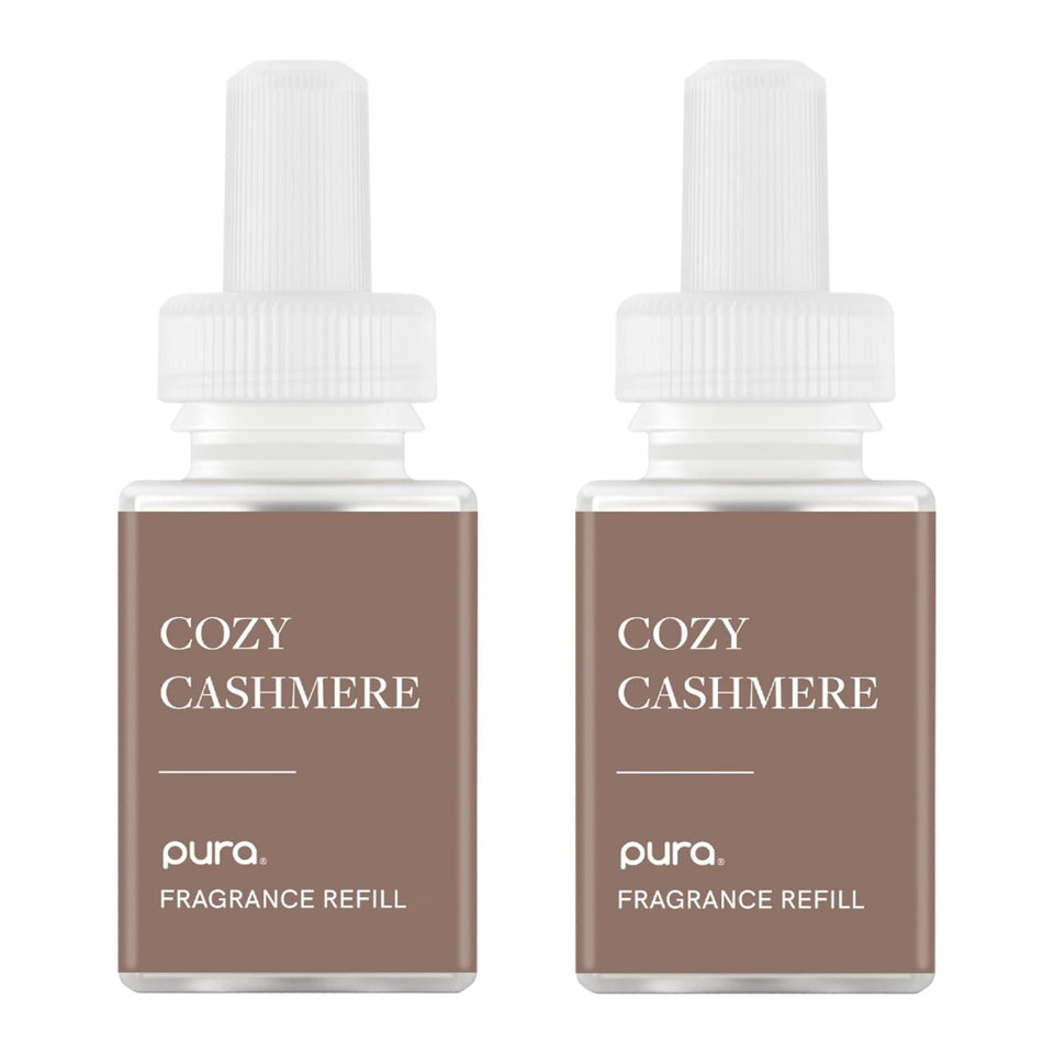 Pura Cozy Cashmere refill pack front view with long-lasting fragrance
