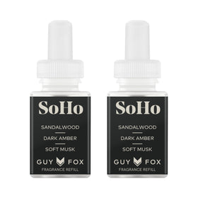 Pura GUY FOX SoHo diffuser refill 2-pack in packaging, ready to refresh spaces