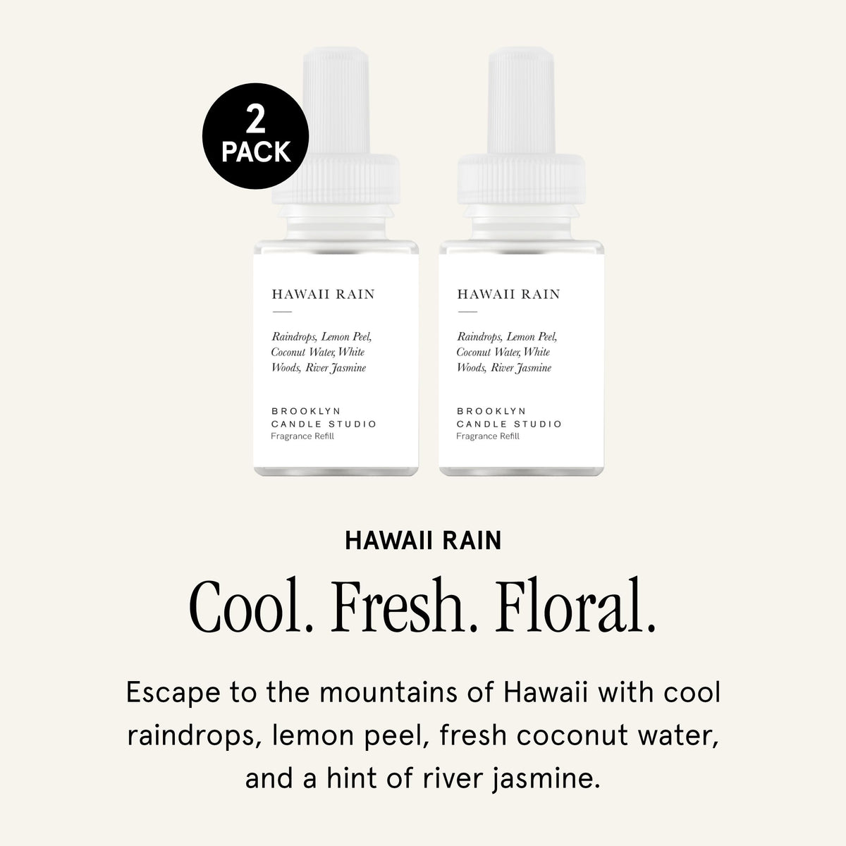 Pura Hawaii Rain refill pack front for quick, easy identification.