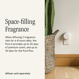 Pura long-lasting scent technology highlights a steady, luxury fragrance for the diffuser