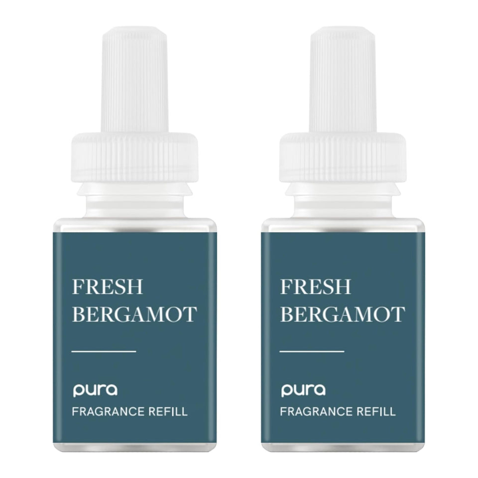 Pura Malodor Scent Refills bergamot bottle close-up for refreshing bathroom odor control